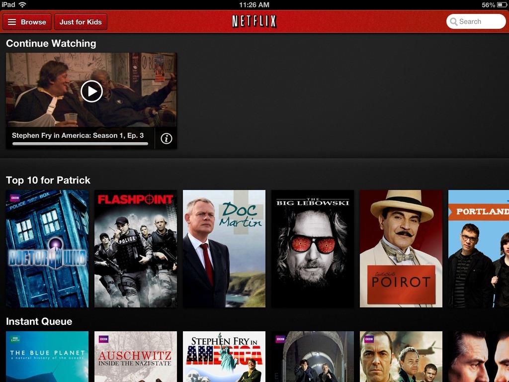 Приложение Netflix для айпада.