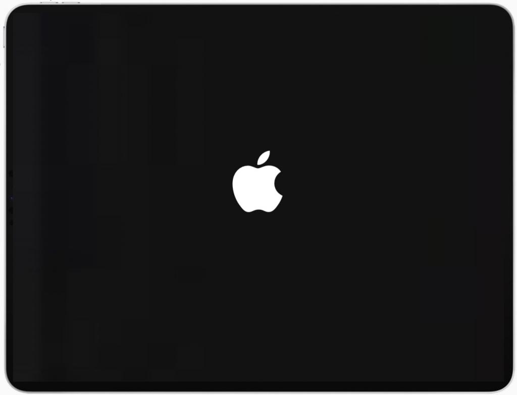Логотип Apple на черном экране